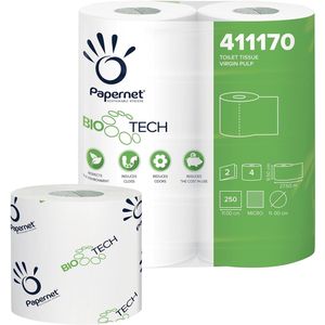 Papernet toiletpapier Bio Tech, 2-laags, 250 vellen, pak van 4 rollen