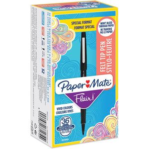 Paper Mate fineliner Flair Original, value pack van 36 stuks (30  6 gratis), zwart