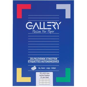 Gallery witte etiketten ft 70 x 42,3 mm (b x h), rechte hoeken, doos van 2.100 etiketten