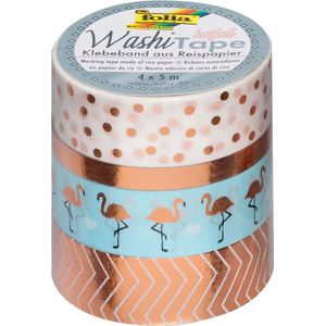 Folia washi tape rood, pak met 4 stuks