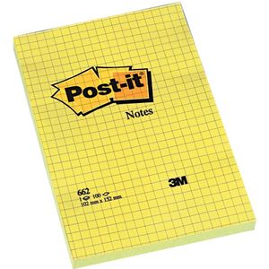 Post-it Notes, ft 102 x 152 mm, geel, geruit, blok van 100 vel