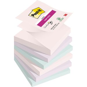 Post-it Super Sticky Z-notes Soulful, 90 vel, ft 76 x 76 mm, geassorteerde kleuren, pak van 6 blokken
