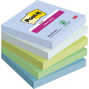 Post-it Super Sticky notes Oasis, 90 vel, ft 76 x 76 mm, geassorteerde kleuren, pak van 5 blokken