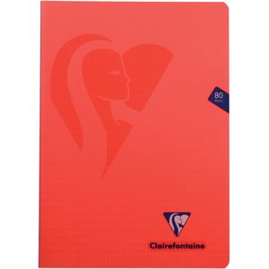 Clairefontaine schrift mimesys voor ft A4, 80 bladzijden, kaft in PP, geruit 4 x 8, geassorteerde kleuren