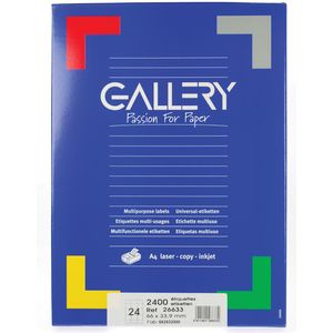 Gallery witte etiketten, ft 66 x 33,9, ronde hoeken, doos van 2.400 etiketten