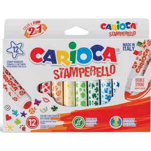 Carioca stempelstift Stamperello, 12 stiften (= 12 kleuren en 12 stempelmotieven)