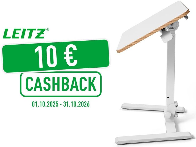 Leitz - Ergo Klein - Opvouwbaar Zit-Sta Bureau - Wit - Draagvermogen tot 20kg - 65cm x 48cm