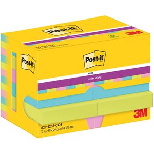 Post-It Super Sticky Notes Cosmic, 90 vel, ft 47,6 x 47,6 mm, pak van 12 blokken