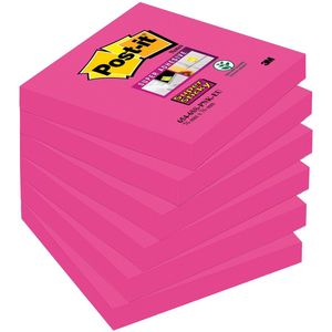 Post-it Super Sticky notes, 90 vel, ft 76 x 76 mm, pak van 6 blokken, fuchsia (power pink)