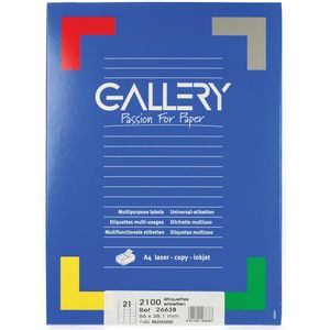 Gallery witte etiketten ft 66 x 38,1 mm (b x h), ronde hoeken, doos van 2.100 etiketten