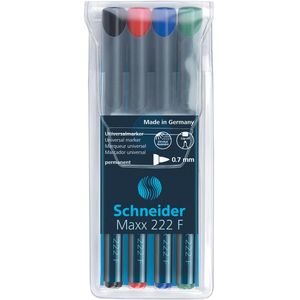 Schneider permanent marker Maxx 222, etui van 4 stuks in geassorteerde kleuren