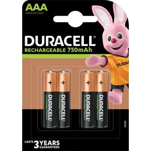 Duracell Rechargeable AAA 750mAh batterijen - 4 stuks