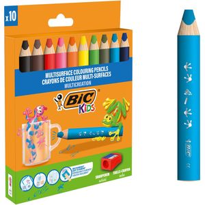 Bic Kids kleurpotlood Multisurface, assorti, etui van 10 stuks  slijper