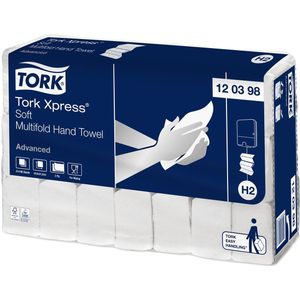 Tork Xpress Advanced handdoek 2-laags, systeem H2, wit, ft 25,5x21,2 cm, pak van 21 stuks