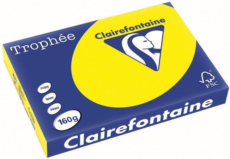 Clairefontaine Trophée Intens, gekleurd papier, A3, 160 g, 250 vel, zonnegeel