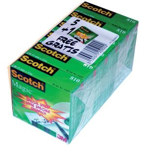 Scotch plakband Magic  Tape ft 19 mm x 33 m, pak van 6 rollen