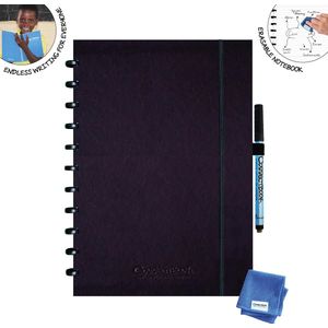 Correctbook A4 Hardcover: uitwisbaar / herbruikbaar notitieboek, gelijnd, Ink Black (zwart)