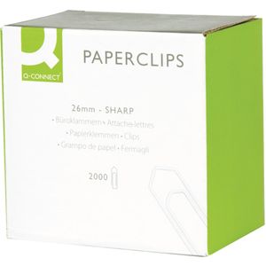 Q-CONNECT papierklemmen, 26 mm, doos van 2000 stuks