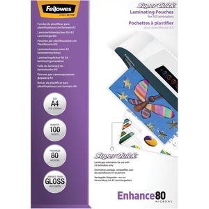 Fellowes Super Quick lamineerhoes Enhance80 ft A4, 160 micron (2 x 80 micron), pak van 100 stuks