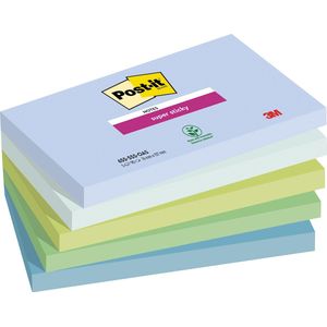 Post-it Super Sticky notes Oasis, 90 vel, ft 76 x 127 mm, geassorteerde kleuren, pak van 5 blokken