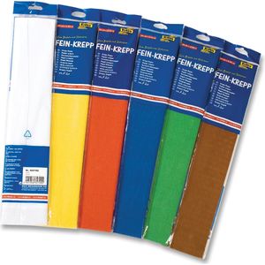 Folia crêpepapier pak van 10 stuks in geassorteerde kleuren: wit, geel, licht oranje, lichtblauw, blau...