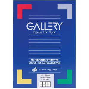 Gallery witte etiketten Ft 105 x 74 mm (b x h), rechte hoeken, doos van 800 etiketten
