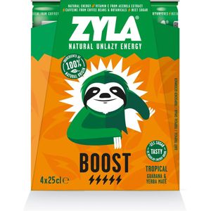 Spa Zyla energiedrank Boost, tropical, blik van 25 cl, pak van 4 stuks