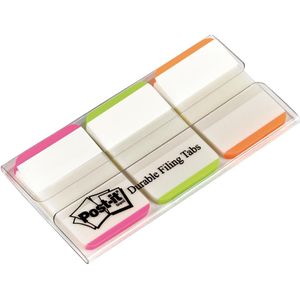 Post-it Index Strong, , ft 25,4 x 38 mm, wit met gekleurde rand, 3 kleuren, 22 tabs per kleur