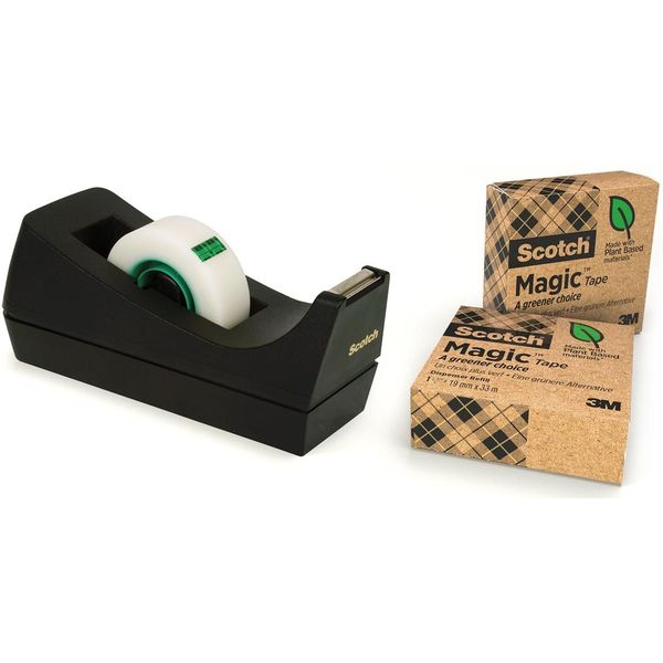 Scotch Magic Tape Dispenser - 1 C38 Scotch Dispenser met 3 rollen Scotch  Magic Tape - Houdt tape tot 19 mm x 33 m - Hervulbare kleverige tape  dispenser voor school, thuis