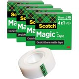 Scotch Magic Tape plakband ft 19 mm x 33 m, pak van 4 rollen