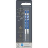 Parker Quink Gel vulling voor balpen medium, blauw, blister met 2 stuks