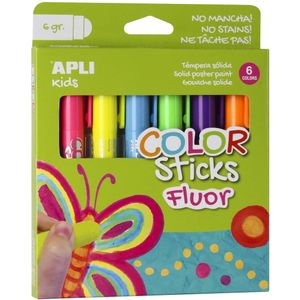 Apli Kids color sticks fluor, blister met 6 stuks