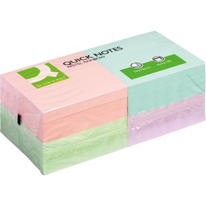 Q-CONNECT Quick Notes, ft 76 x 76 mm, 100 vel, pak van 12 blokken in pastelkleuren