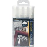 Securit Waterproof krijtmarker medium wit, blister met 4 stuks