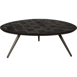 PTMD Fieron Black Wooden Coffee Table Organic Round