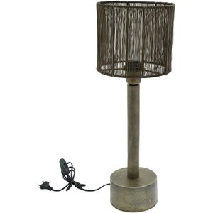 PTMD Jizzy Bronze iron table lamp round wired shade