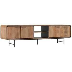 DTP Home TV stand Evo large, 4 doors, 2 open racks,60x225x40 cm, recycled teakwood