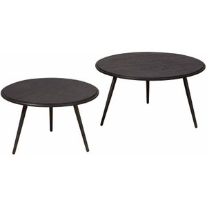 Tower living Rolo table set (2) - 74x74x36 58x58x41 - recl. teak black