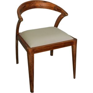 PTMD Aliva teak houten stoel met grijs kussen