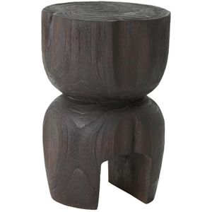 MUST Living Side table Amber Brown,45xØ30 cm, brown recycled teakwood with natural cracks