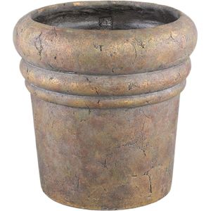 PTMD Helena Brown cement pot round gold finish XXL