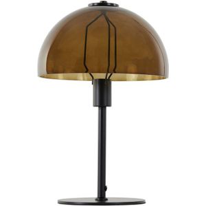 Light&living Tafellamp Ø30x45 cm MELLAN mat zwart+glas bruin