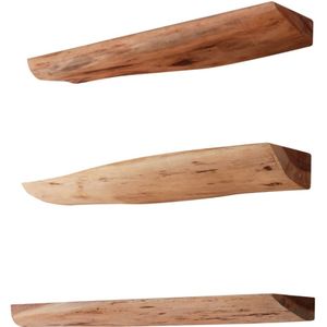 Wandplank Woody Metaal - wandplanken - zwevend - industrieel - hout - boomstam - natuurlijk - set van 3