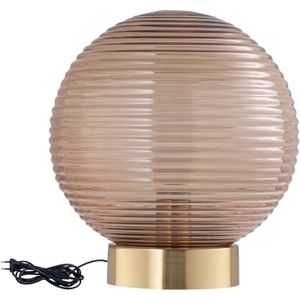 PTMD Korrin Brown embossed rib glass table lamp ball L