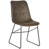 LABEL51 Eetkamerstoel Slim - Army green - Microfiber - Black Frame
