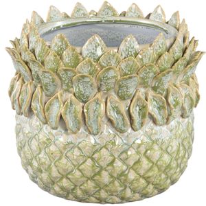 PTMD Tamiah Green ceramic pineapple shaped pot low L