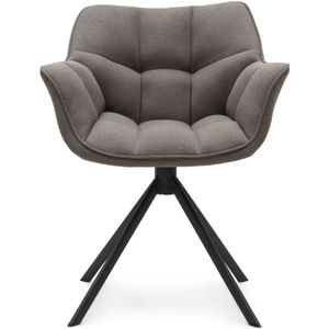 Riviera Maison Carnaby Dining Armchair Turning Leg, belgium weave, dark taupe