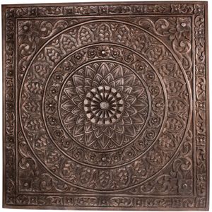 PTMD Restin Brown MDF antique carved wall panel rect