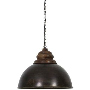 Light&living Hanglamp Ø52x40 cm LEIA zwart zink+kop hout bruin