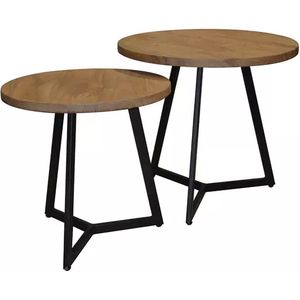 AnLi Style Bijzettafel set/2 rond/verbonden driepoot